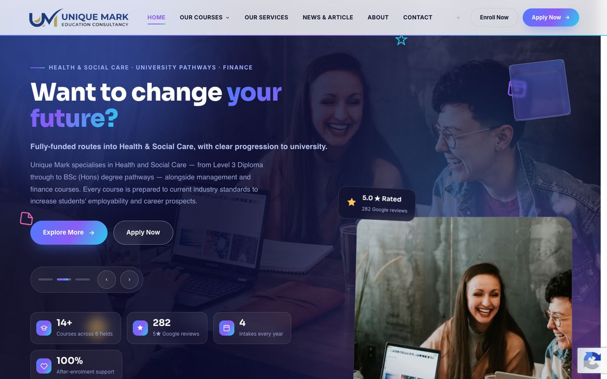Unique Mark education consultancy website